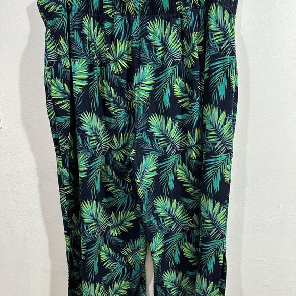 Soft Surroundings Sidnei Wide Leg Crop Palazzo Pants Linen Blend Palm SZ 2XL - Picture 6 of 14